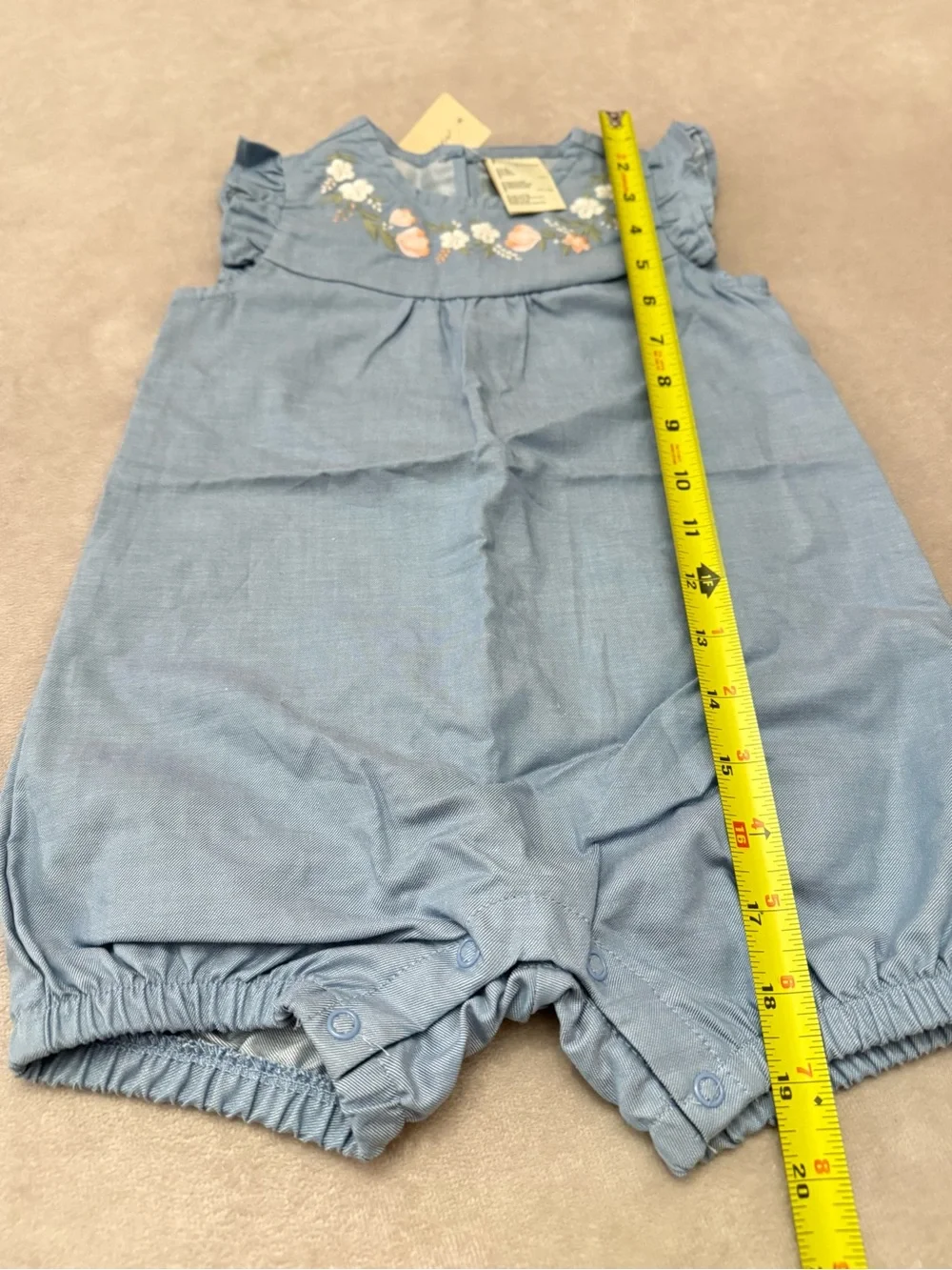 First Impressions Baby Girl Floral Embroidered Sunsuit Romper Light Wash 24M NWT